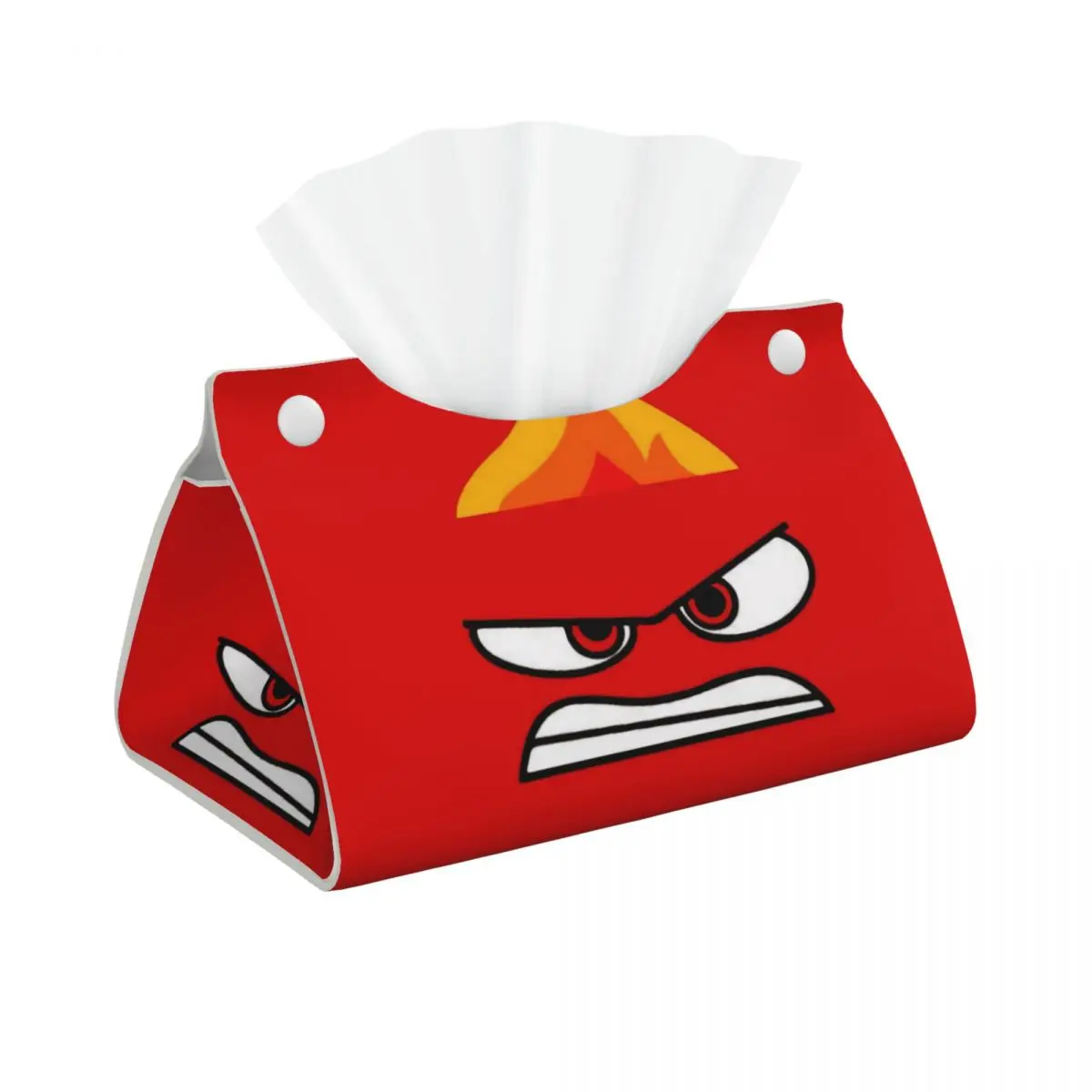 Custom Inside Out Anger Tissue Box Cover Rectangular PU Leather Cartoon Facial Tissues Holder for Bathroom