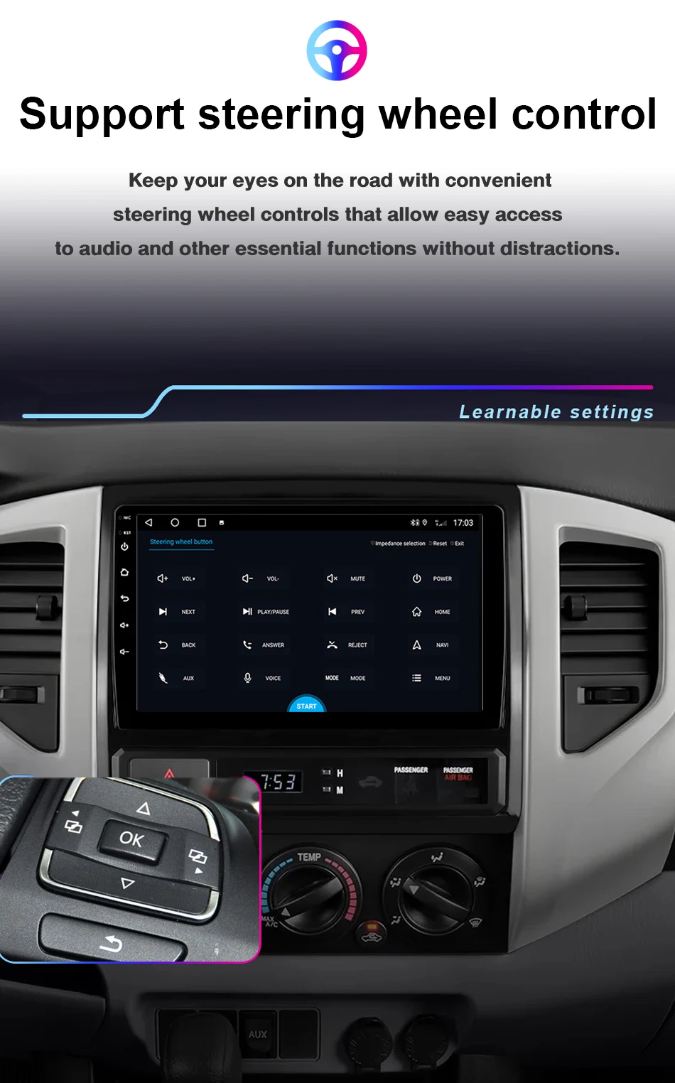 صوت السيارة لتويوتا تاكوما 2 هايلكس 2005-2013 أندرويد السيارات Carplay 2Din سيارة فيديو ستيريو الوسائط المتعددة بلوتوث اللاسلكية 4G واي فاي