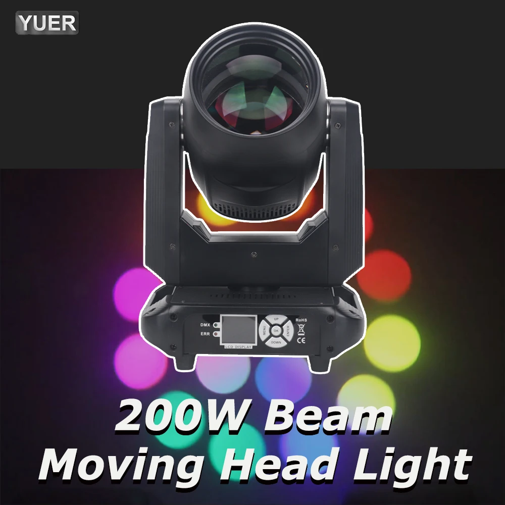 YUER NEW Mini 200W LED Moving Head Light Beam Spot 18 Rotating Prisms Dj Dmx Stage Light Effect Light Disco Dj Bar Wedding Club