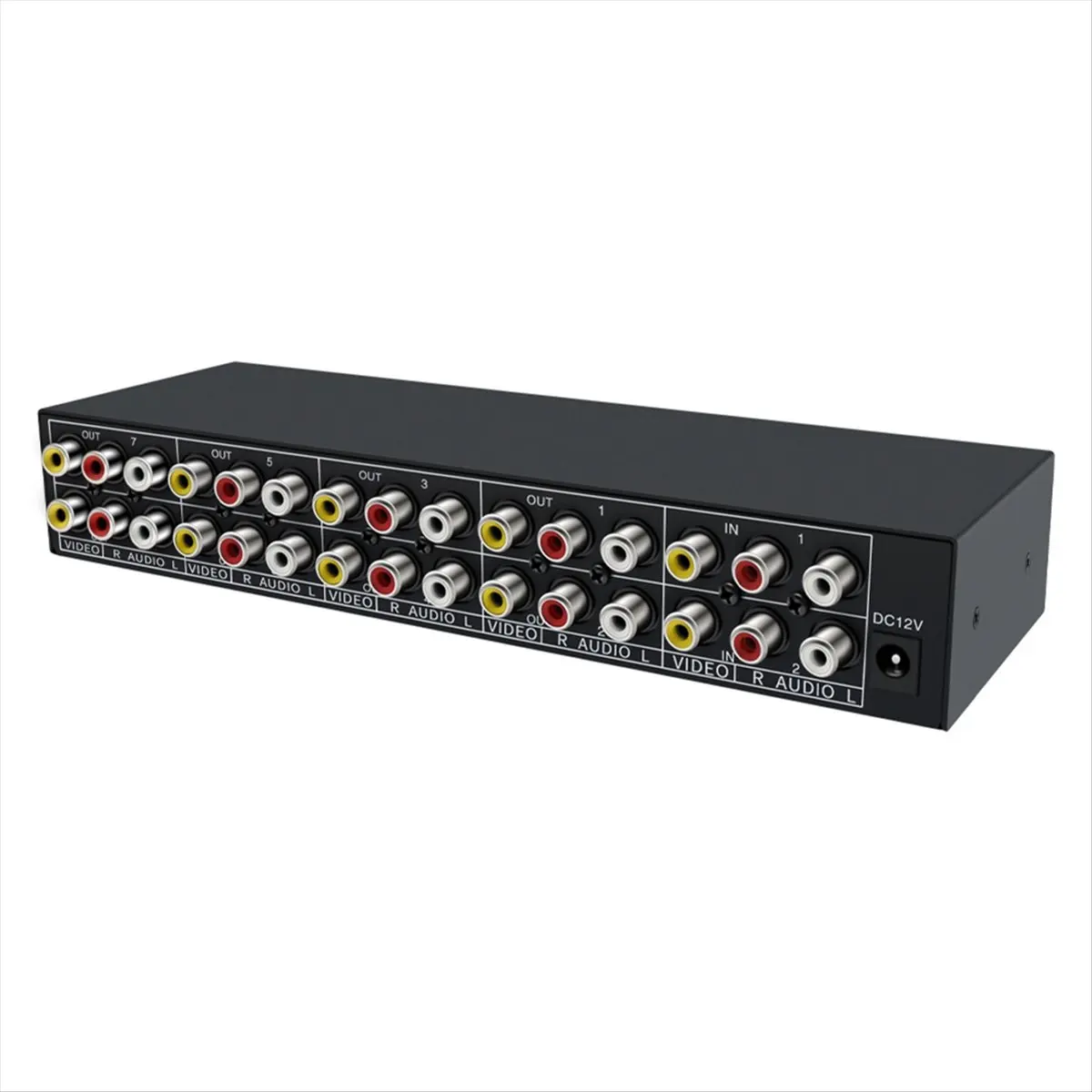 828 AV Splitter 2 in 8 Out Composite Video RCA Splitter 8 Way 3 RCA Splitter Amplifier Distributor 2 in 8 Out Switcher Box
