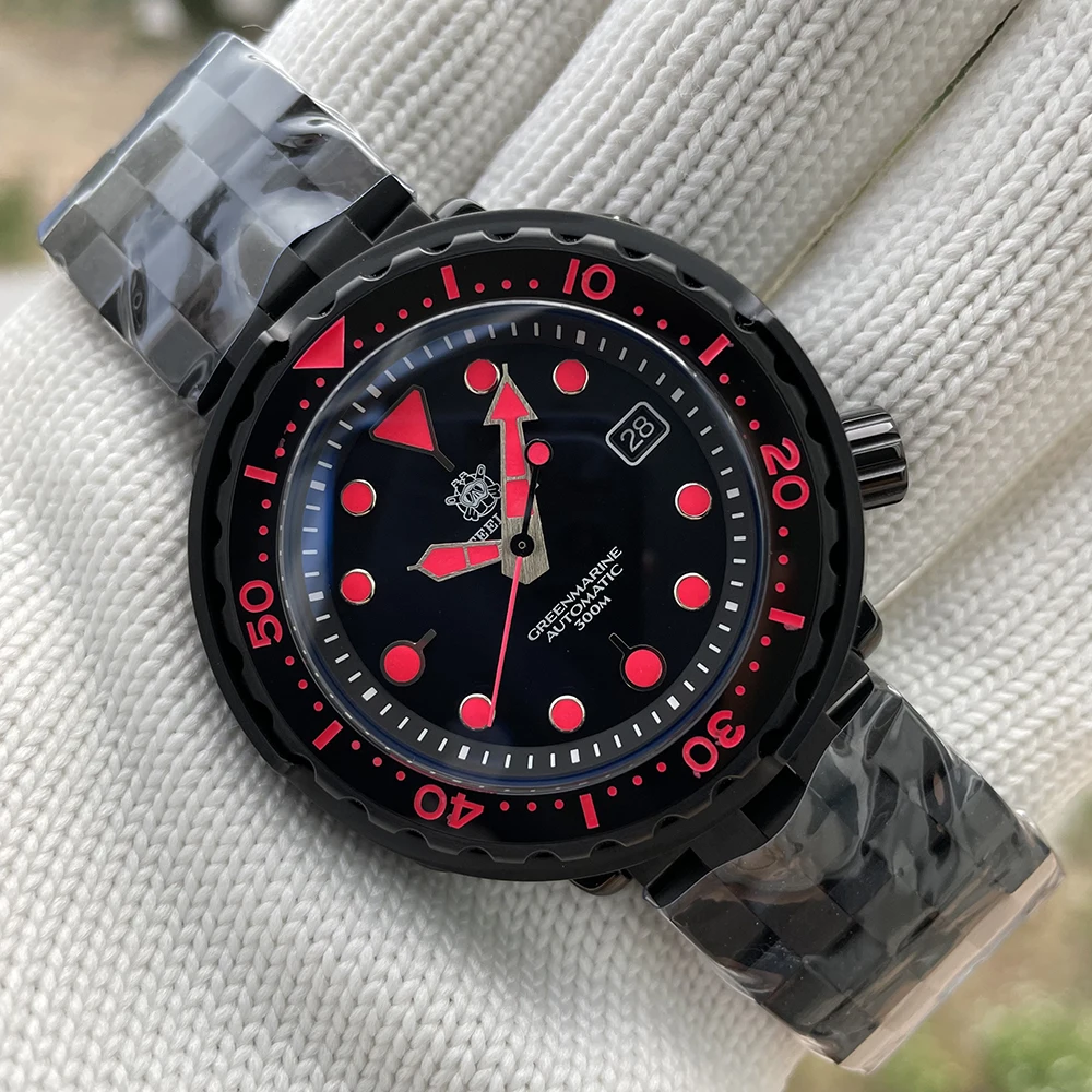 Steeldive SD1975XT 300M Waterproof PVD Black Stainless Steel Red Luminous Diver Automatic for Watch for Men Japan Movement NH35