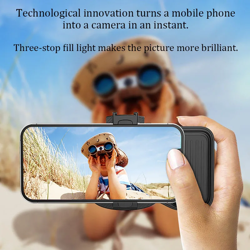 Mango portátil para Selfie con Bluetooth, dispositivo de asistencia para cámara de teléfono móvil con Control remoto desmontable y luz de relleno antivibración