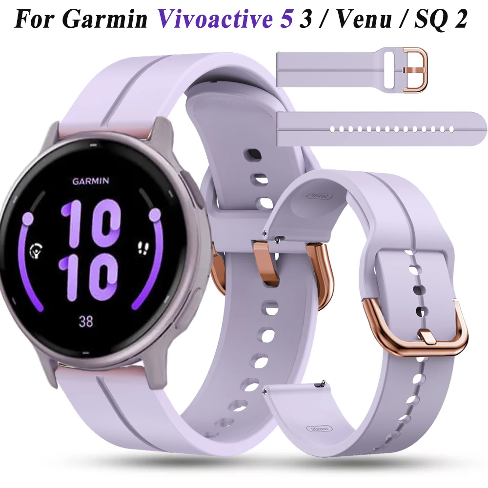 Gelang silikon untuk Garmin Vivoactive 5 3, gelang jam tangan pintar Venu 2 Plus SQ Forerunner 245 645, gelang jam olahraga musik