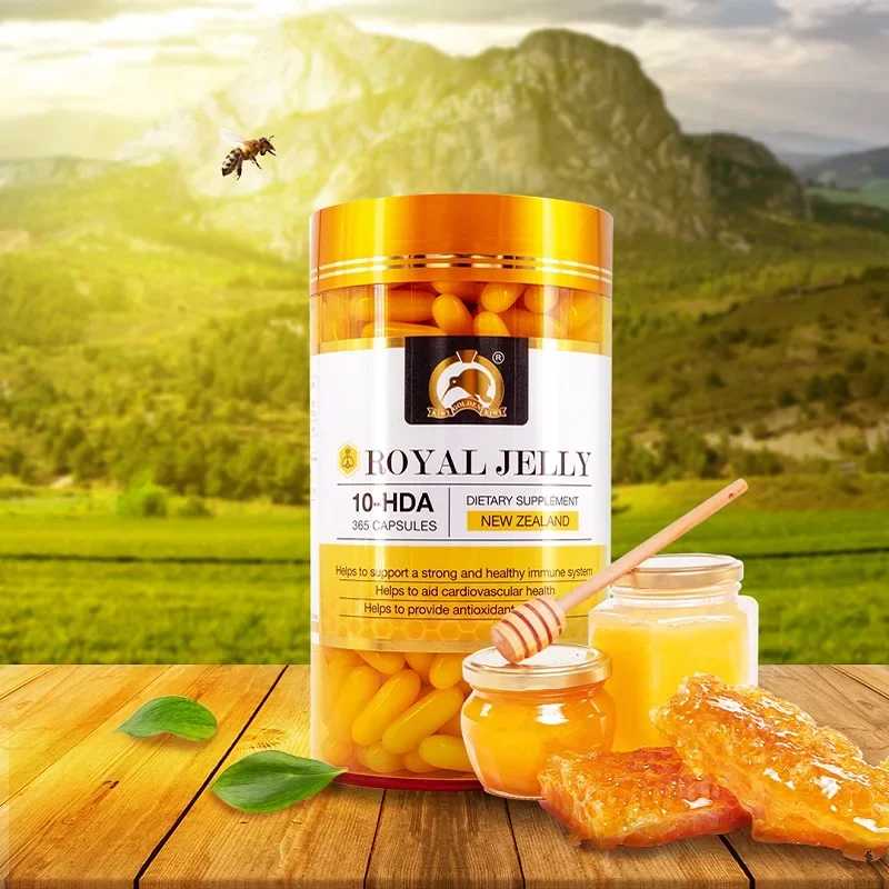 NewZealand GoldKiwi Royal Jelly 365 Capsules Honey Bee Health Supplement Wellness Products Proteins Hormones