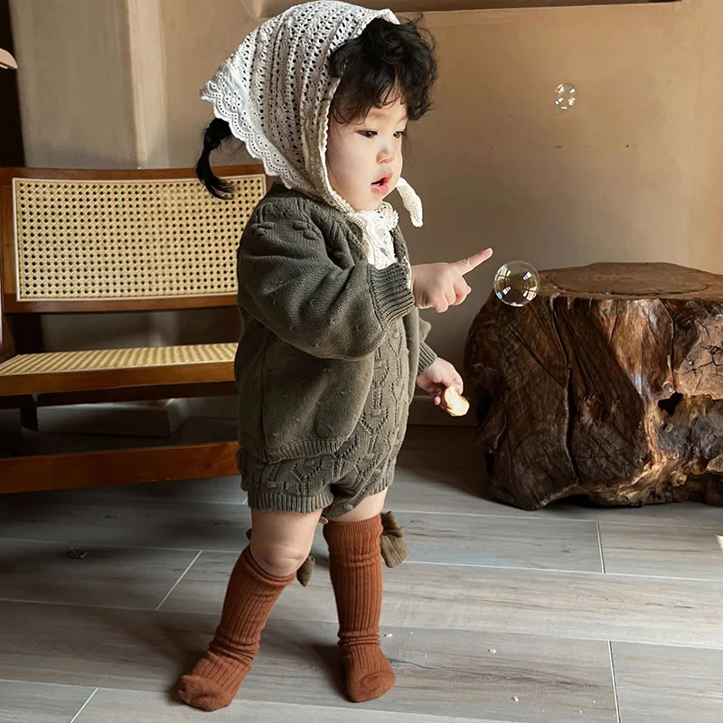 MILANCEL Baby Clothing Set Infant Girls Prom Sweaters Knit Bodysuit Girs Outfit