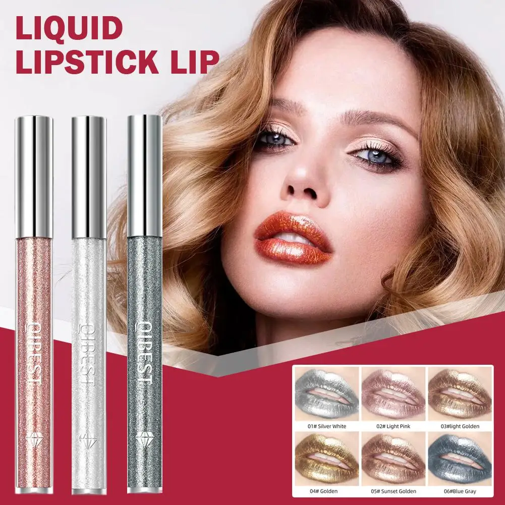  Diamond Liquid Lipstick Lip Tint Diamond Eye Oisturizing Dual-use Sparkling Long-Lasting Shadow Gray Makeup Makeup Z7W8