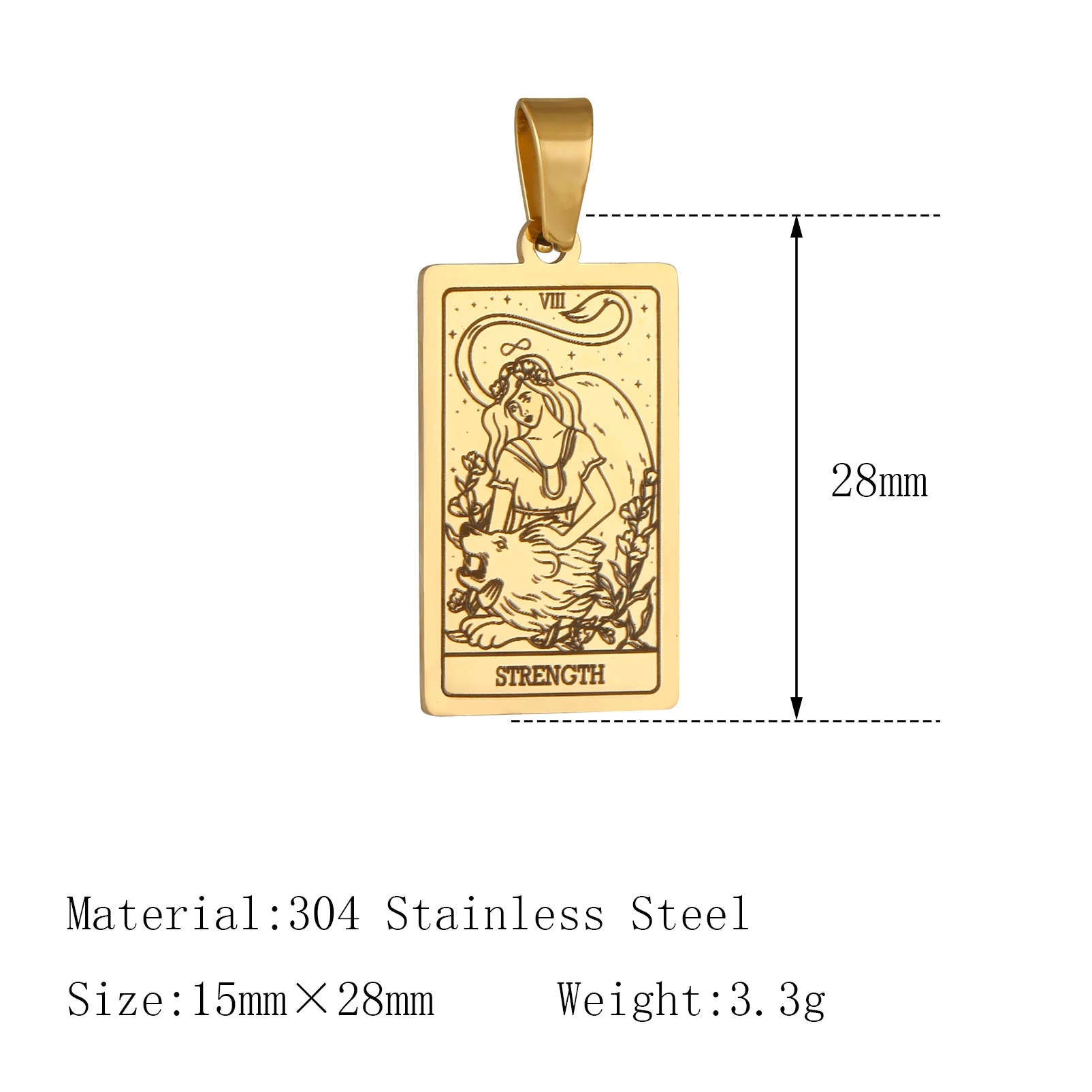 3Pcs Stainless Steel Square Tarot Card Charms 18k Gold Color Plated Luck Amulet Pendant DIY Women's Necklace Gift Jewelry Making
