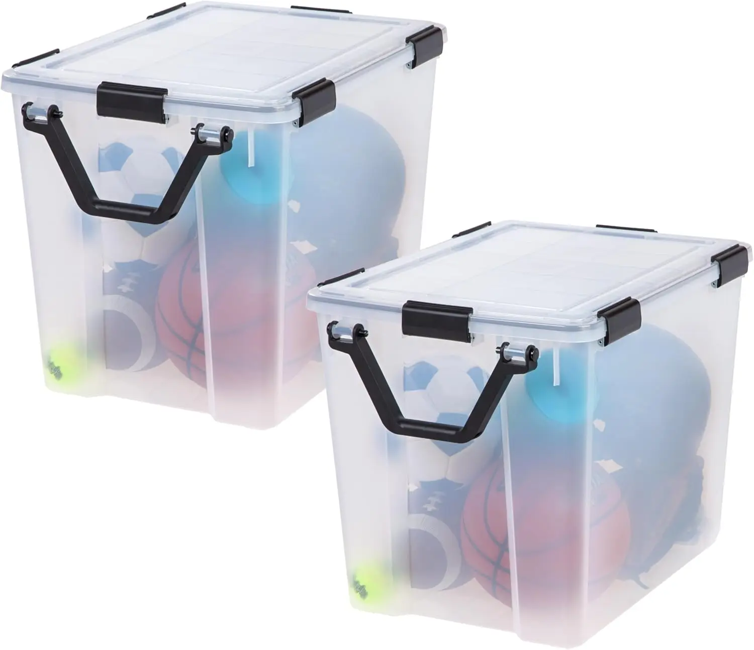 

Usa Weatherpro 103 Qt Storage Bins With Lids, 2 Pack, Bpa-Free Plastic Gasket Box With Tight Latch And Seal, Stackable Nestable