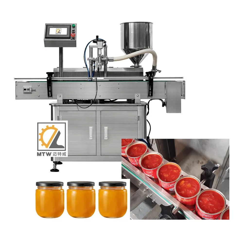 MTW Single one double head automatic fill bottle filling machine with mixture and hopper for honey jar