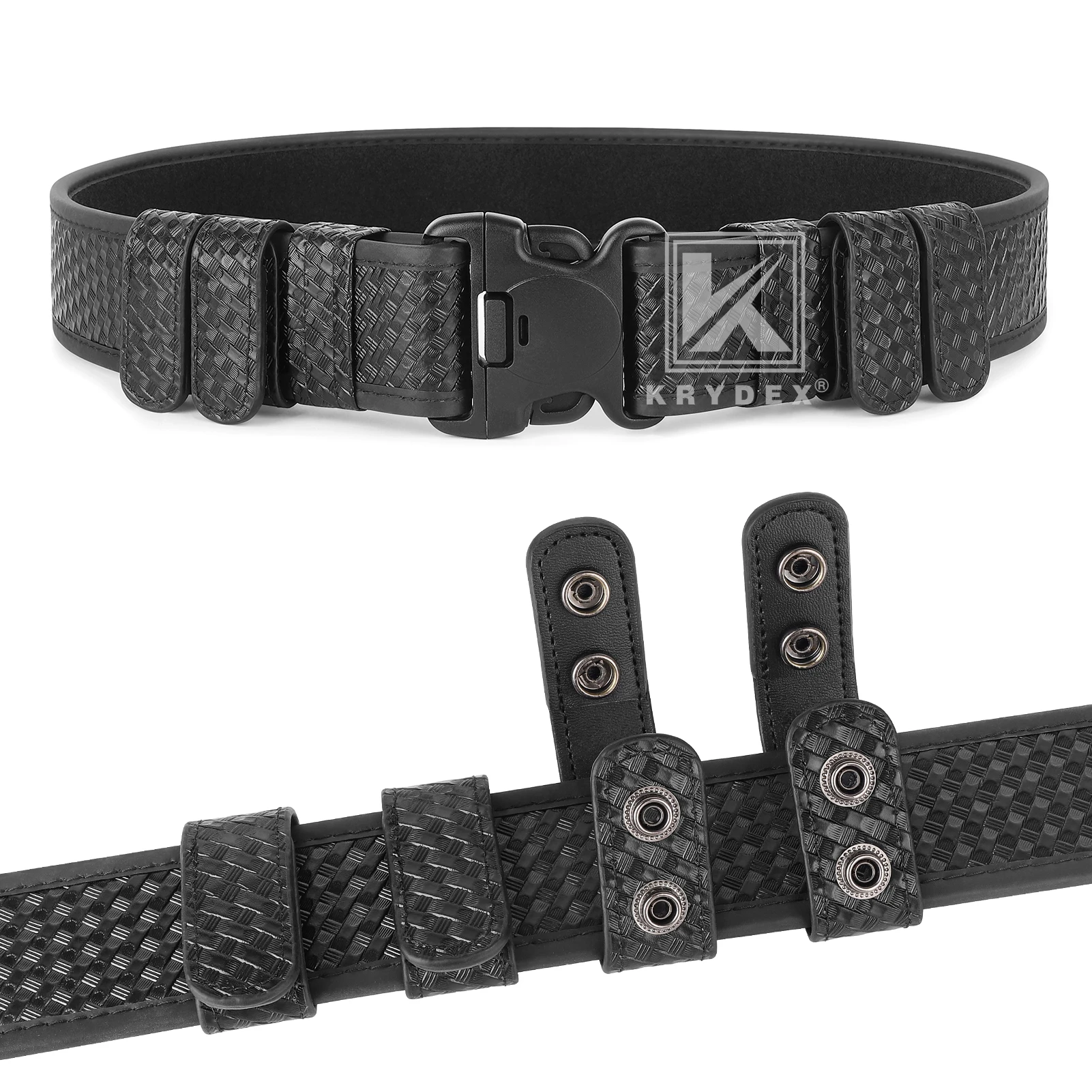 KRYDEX 4PCS Tactical Duty Belt Keeper with Double Snaps Belt Clips Reduce Sag & Slippage Security Outdoor Equipment Accessories