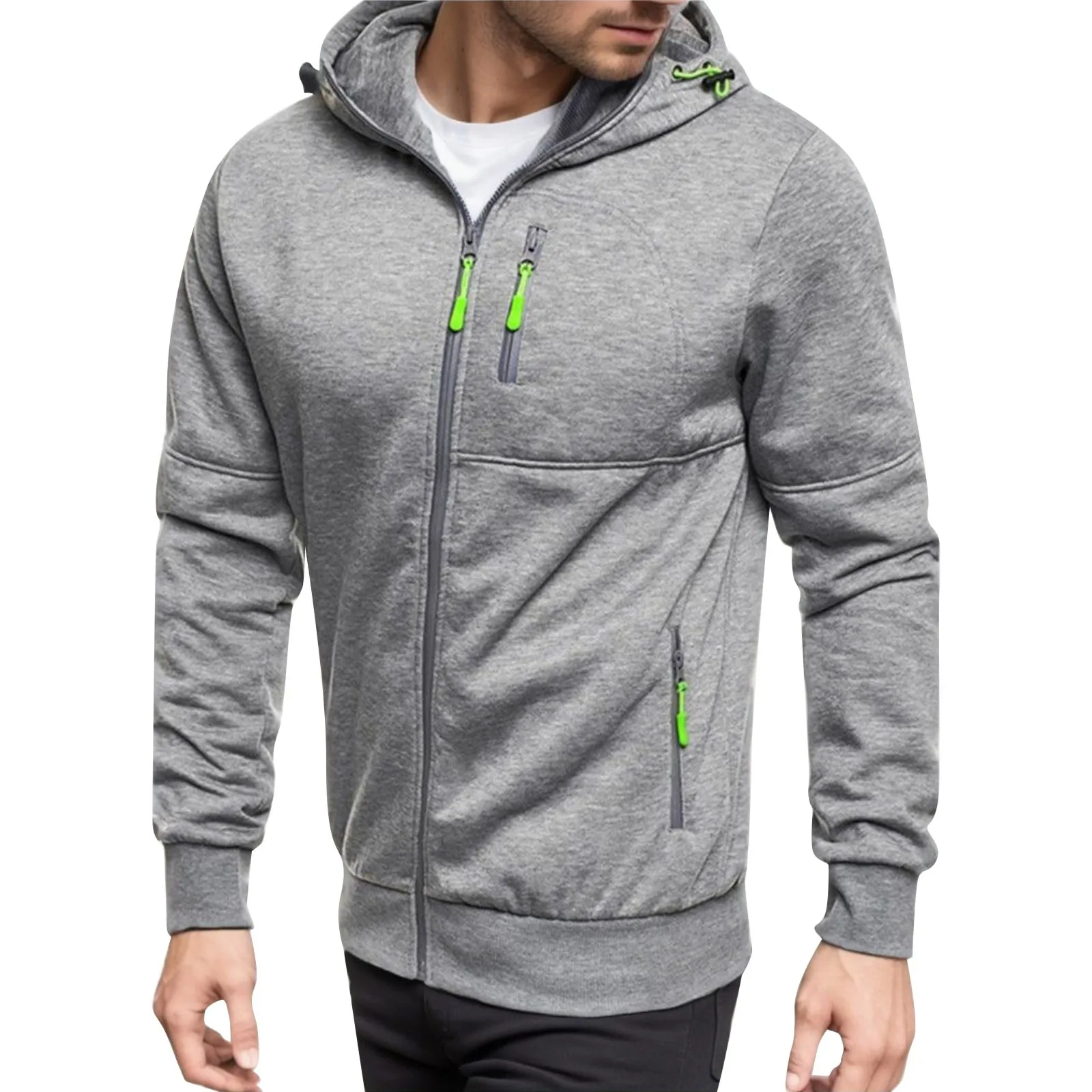 

Hooded Coats Casual Zipper Sweatshirts Men Women Zip Up Hoodie Warm Fleece Black Grey Tracksuit Drawstring Pocket Colthing