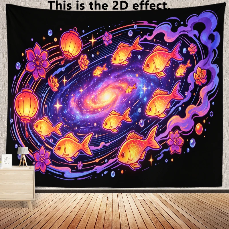 Cosmic Koi Galaxy Background Cloth Hanging Cloth Bedroom Bedside Decorative Wall Cloth Dormitory Tapestry