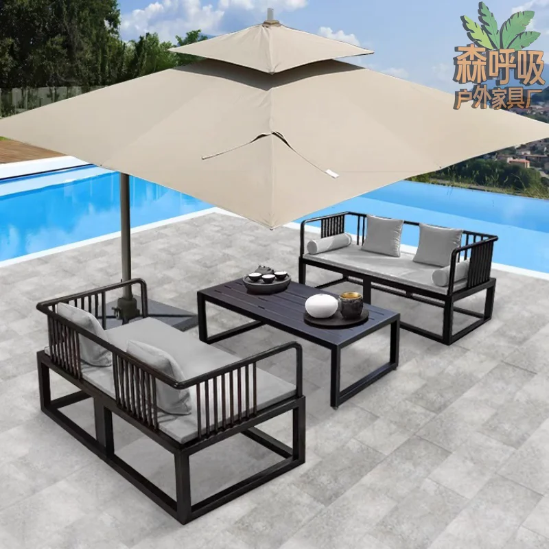 Outdoor tables and chairs set galvanized steel stainless steel leisure sofa coffee table combination High Quality