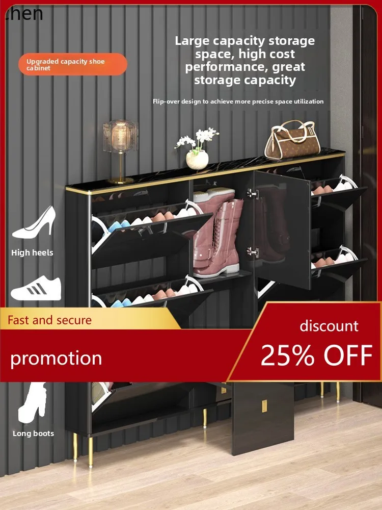 HXL Black Ultra-Thin Shoe Cabinet Hot-Selling Entryway Narrow Flip Shoe Cabinet