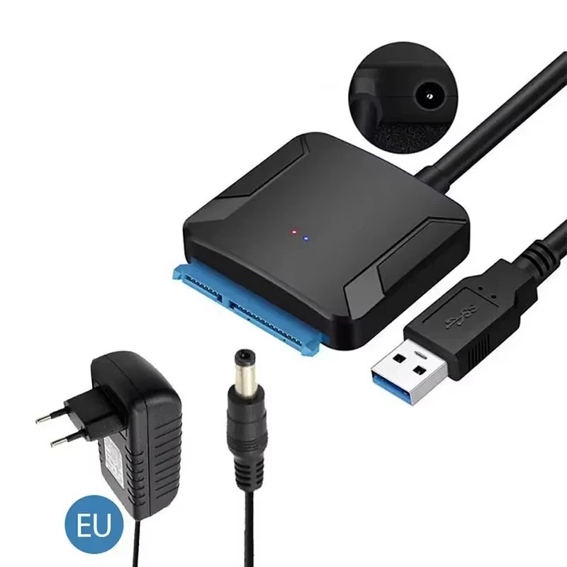 SATA naar USB 3.0 Kabel SATA III Harde Schijf Adapter Converter voor 2,5 "3,5" SSD HDD Harde Schijf Schijf met 12 V/2A Power Adapter