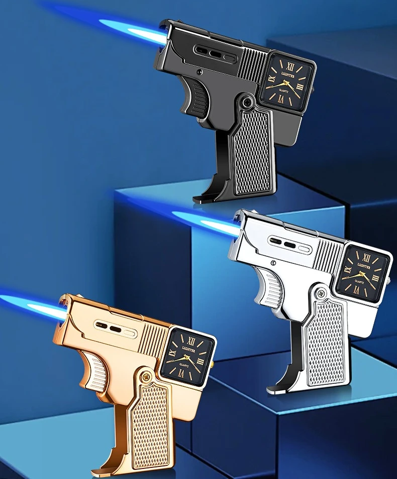 New Creative Lighter Foldable Straight Forward Windproof Blue Flame Lighter To Give To Boyfriend