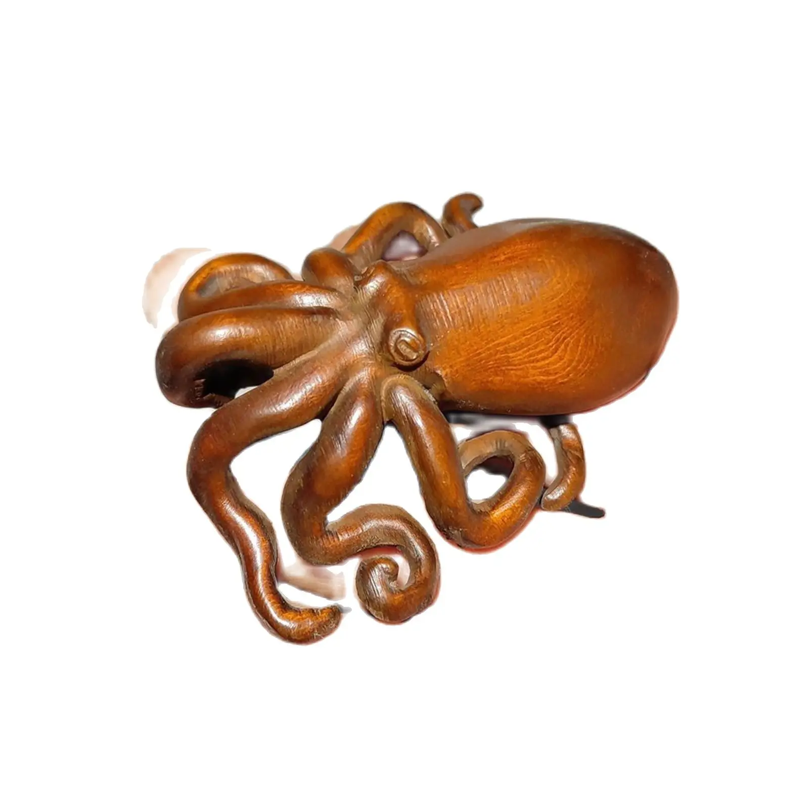 

vintage wooden octopus statue carving Wood carved figure decor children gift art