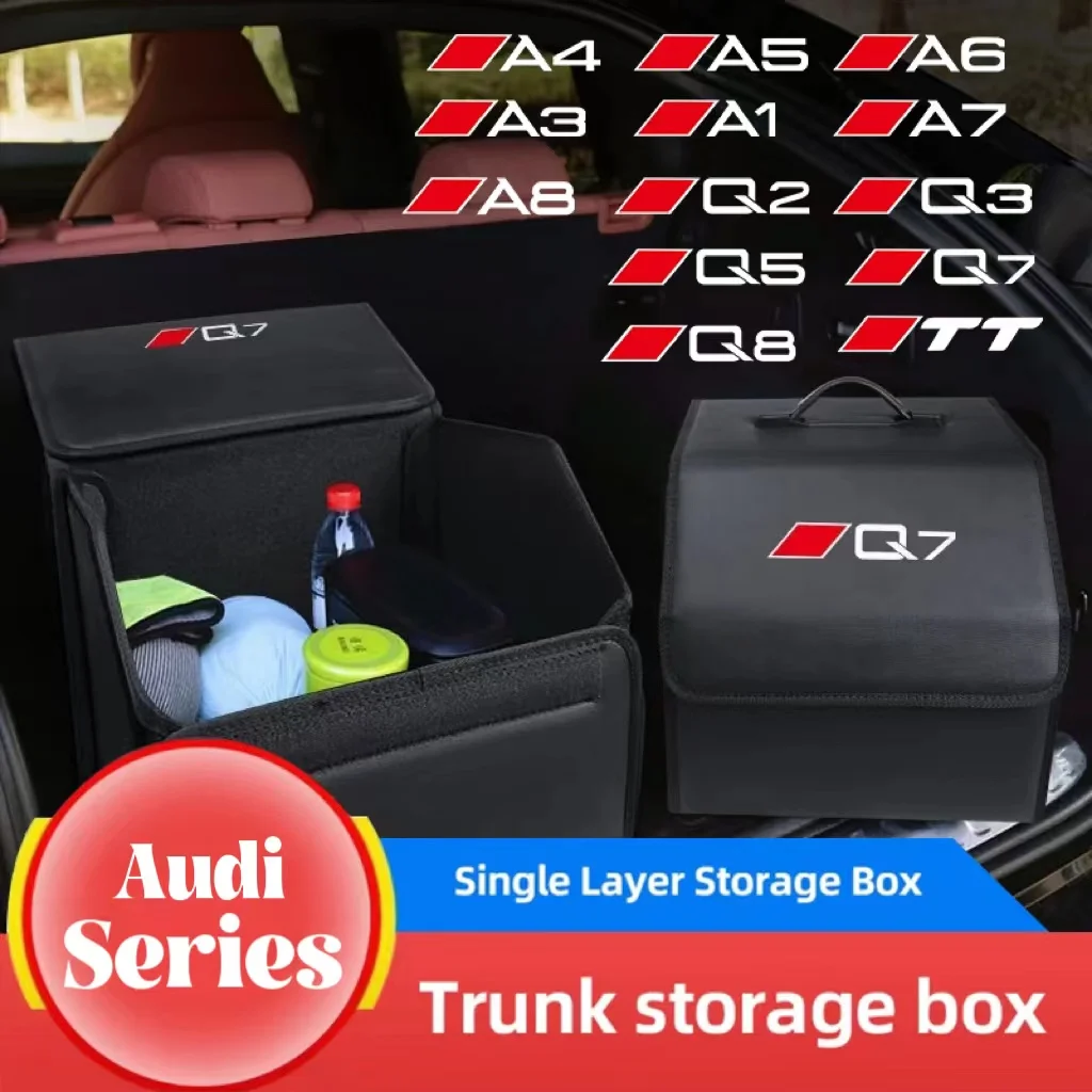 Car Trunk Storage Bag Leather Camping Box Collapsible For Audi SQ5 RSQ5 RSQ3 A3 A4 A6 A5 Q5 A1 Q7 Q3 TT S1 RS3 RS4