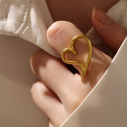 Personality Heart Fashion Stainless Steel Waterproof Minimalist Hollow Charms Gold 18K Plated Trendy Jewelry for Women