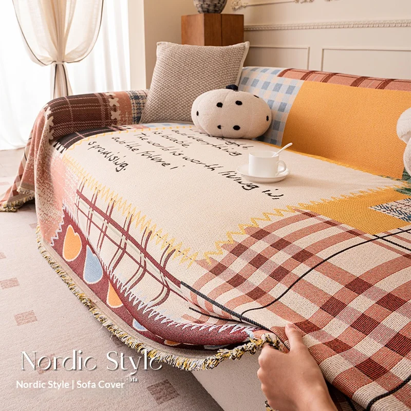 Sofa cover cloth for all seasons, universal living room, one full cover sofa towel, anti slip and anti cat scratch cover blanket