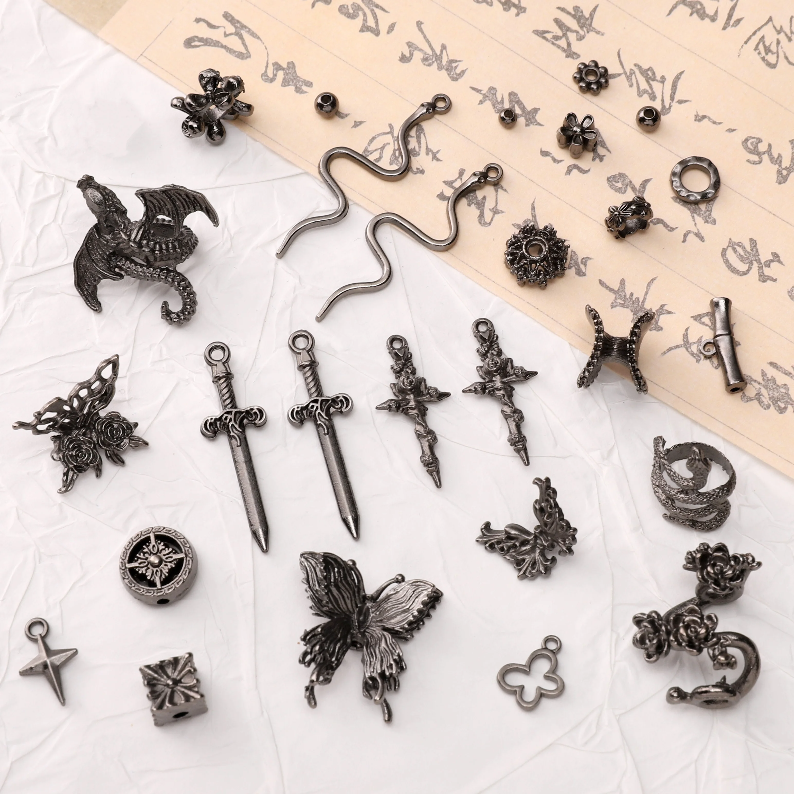 

Gunmetal Black Alloy Spacer Beads 3-100pcs Assorted Styles Metal Charm For Handmade DIY Jewelry Bracelets Earrings Necklace