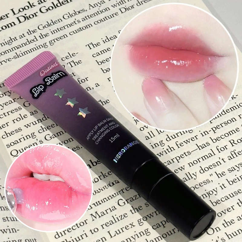 جل أحمر شفاه متغير اللون بتأثير الجيلي، مرطب وردي اللون يتغير حسب درجة الحرارة، ملمع شفاه شفاف بتأثير المرآة، غير لزج، مرطب شفاه