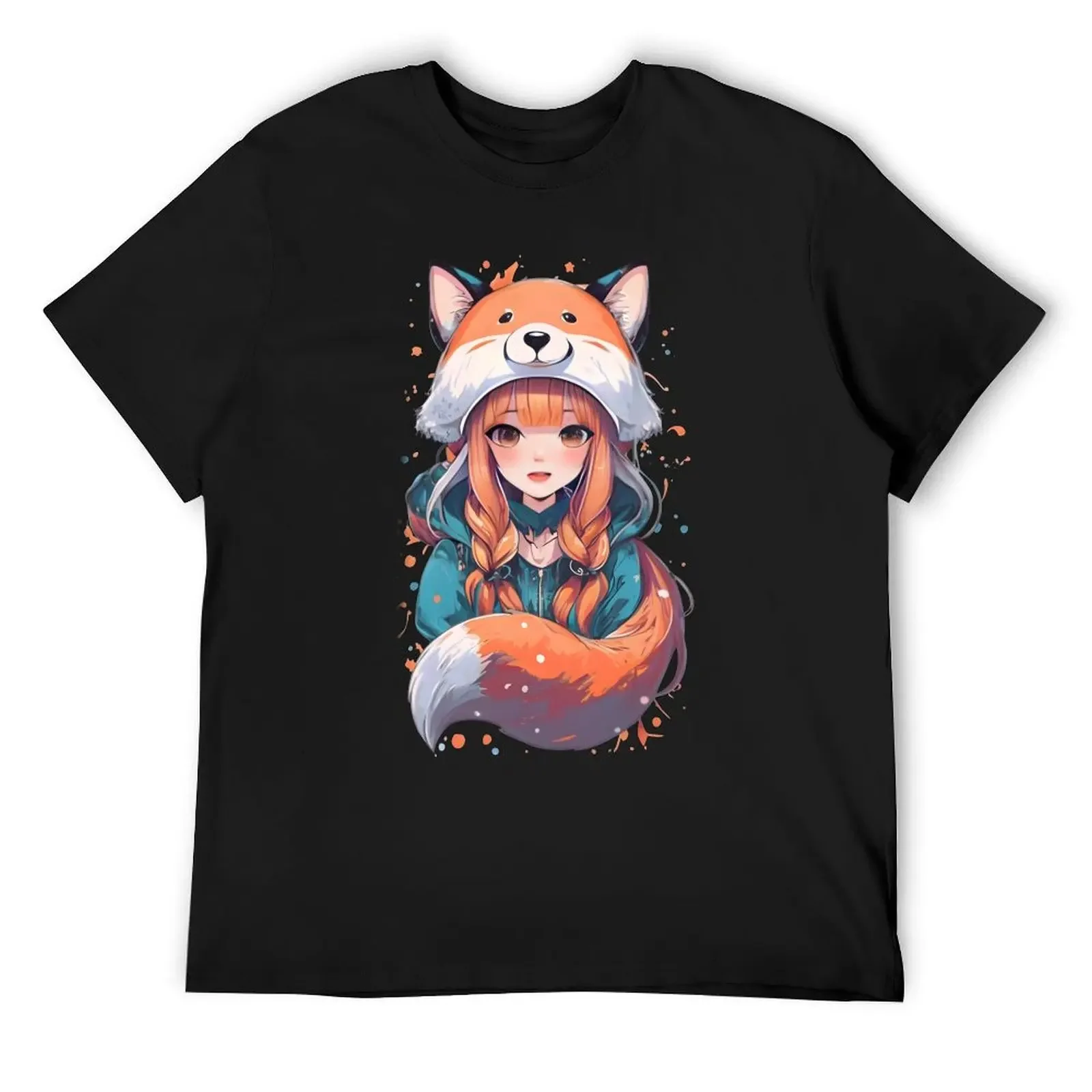 

Kawaii fox girl T-Shirt oversized funny shirt cotton vintage t shirts mens white t shirts