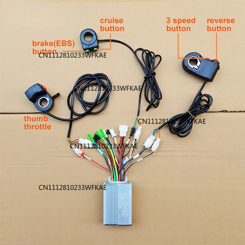 24V36V48V 350W 500W Brushless Controller Thumb Throttle Reverse Switch Cruise Button Regenerative Brake For Electric Bike Motor