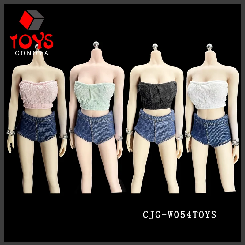 CJG-054 1/6 Scale Wrinkled Chest Cover Breast Wrap Vest Top Clothes Model Fit 12'' Female Soldier Action Figure Body Dolls