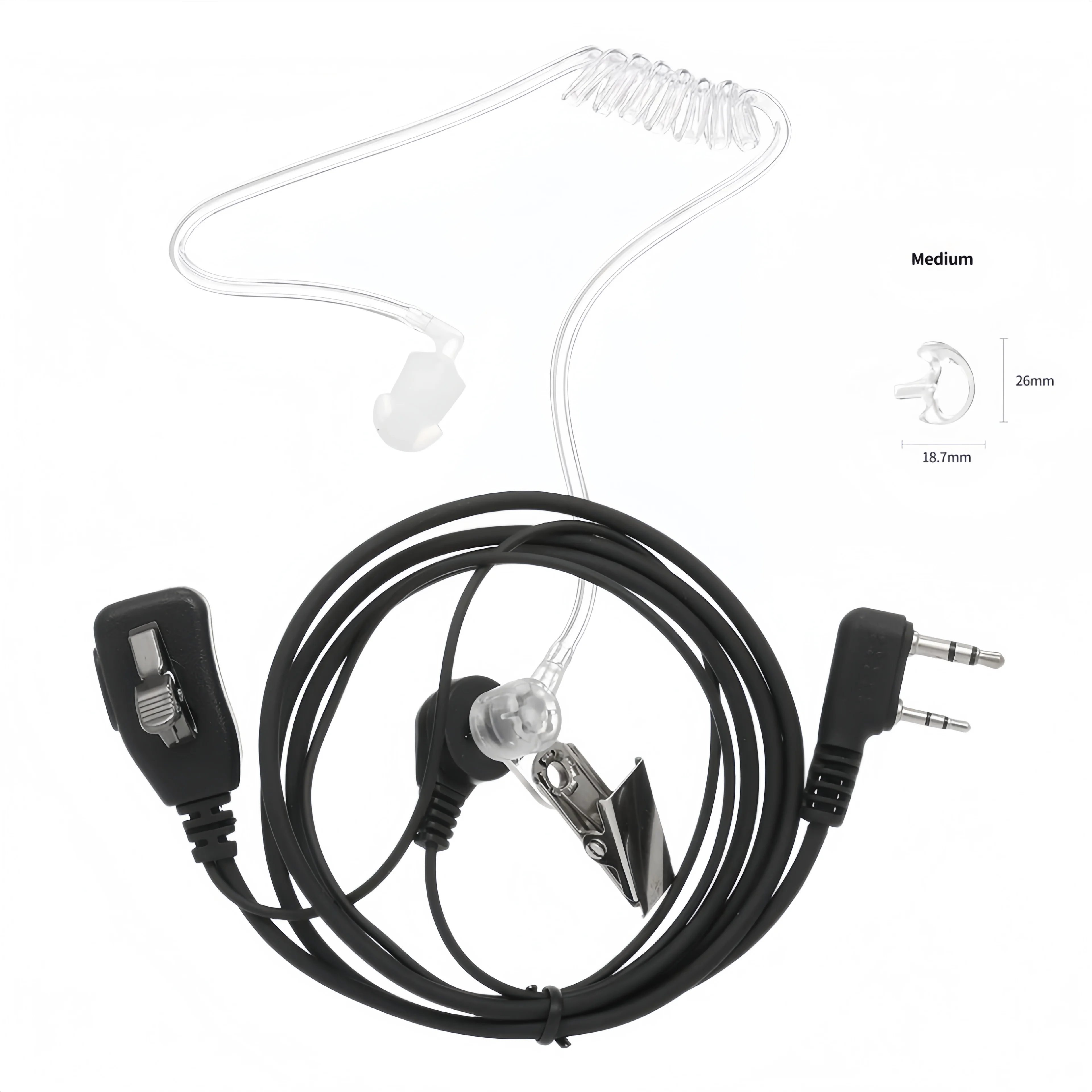 2 Pin Covert Acoustic Tube Earpiece Headset with Big Mic PTT for Motorola Two-Way Radio Walkie Talkie M Plug - Walkie Talkie A