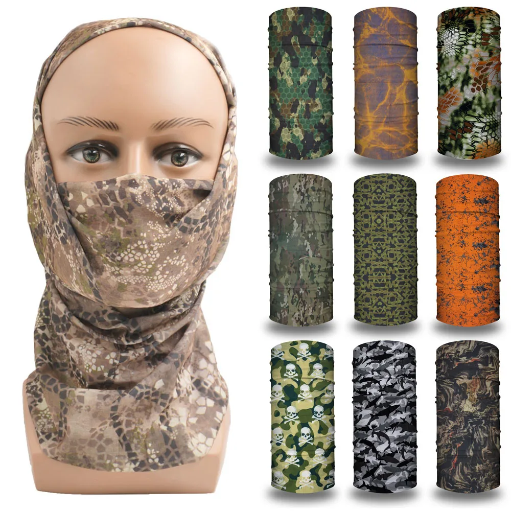 Camo Outdoor Bandanas Sports Camouflage Seamless Neck Gaiter Headband Men Fishing Hiking Balaclava Scarf Headwear Face Shields