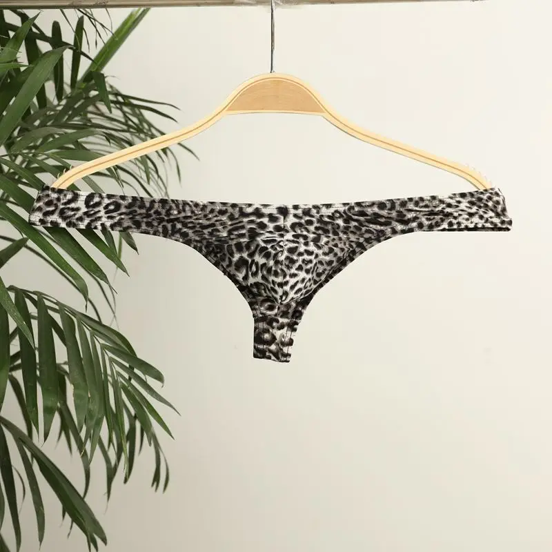 Men Pouch Bikini Underwear Leopard Printed Thong Men Bodysuit M-3XL Sexy Homme Low Rise G-string Gay Sexy Underpants