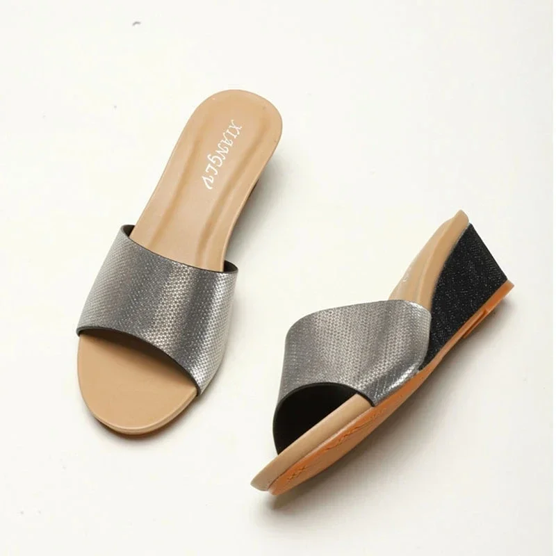 Sandals Fashion Open Toe Summer New All-Match Thick Bottom Small Wedge Outdoor Simple Comfortable Slippers for Women  heels