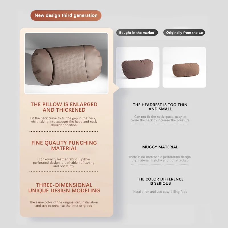Car Headrest Soft Leather Neck Support Car Neck Pillow Travel Rest Pillows For KIA Sportage 4 new energy