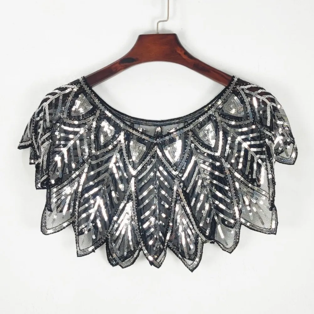 

Elegant Glitter Sequins Shawl Sleeveless V-Neck Evening Cape Mesh Sparkling Party Shawl Ladies