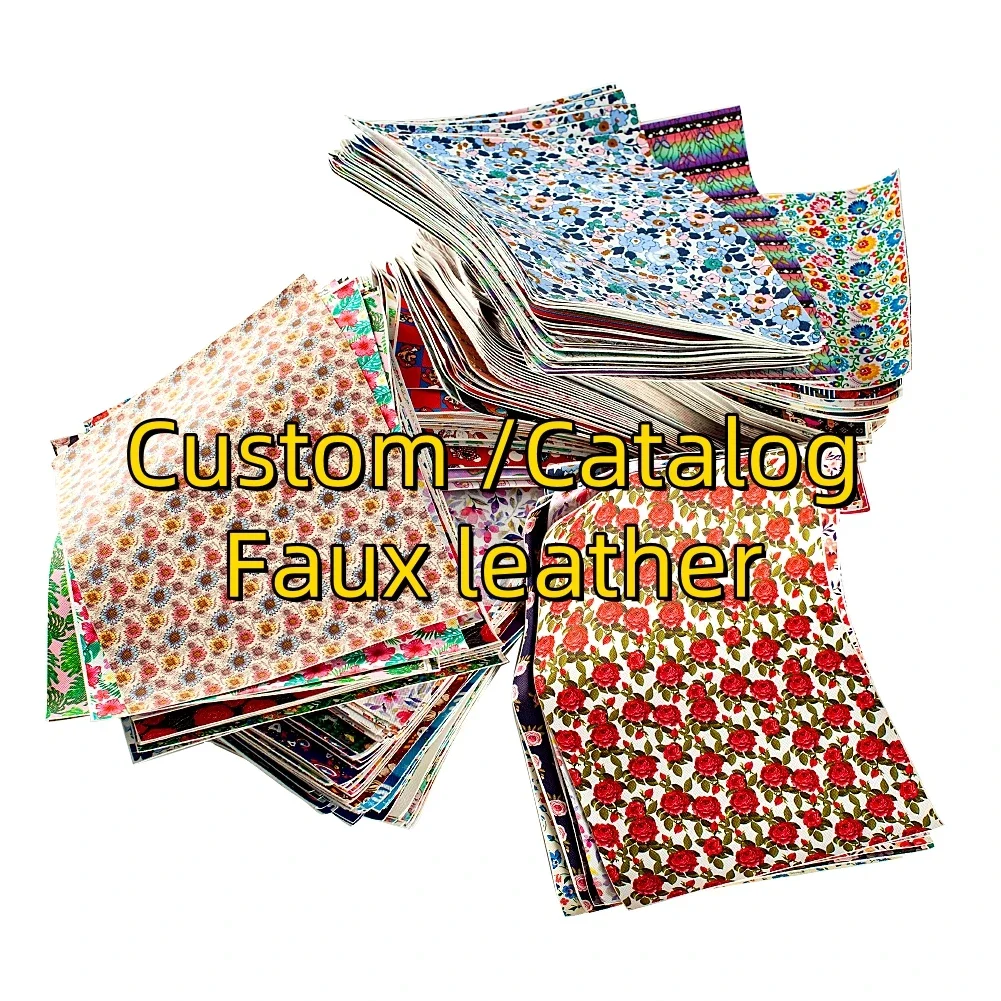 

Catalog/custom Pattern Hair Bow Shape Litchi Print Artificial Leather Bowparts DIY Hair Bow Crafts Faux Leather
