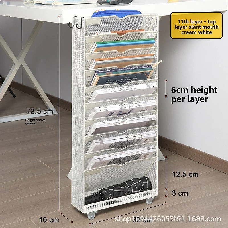 Minimalist Metal Mobile File Organizer Multi-Layer Large Capacity Storage Stand