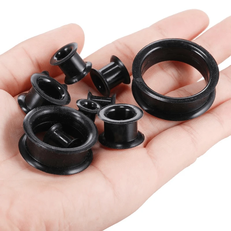 2pcs Hollow Thick Silicone Flexible Double Flared Flesh Ear Tunnel Plugs Gauge Expander Stretchers Piercing Jewelry 3mm-28mm For