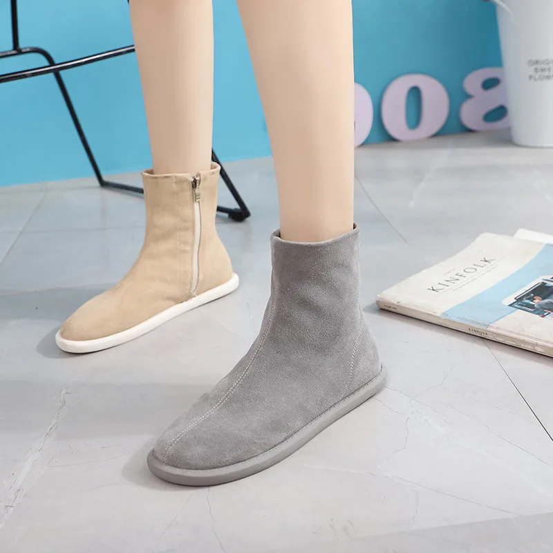 Autumn Women Shoes Fashion Casual Suede Ankle Boots Female Brown Chelsea Fashion student boots