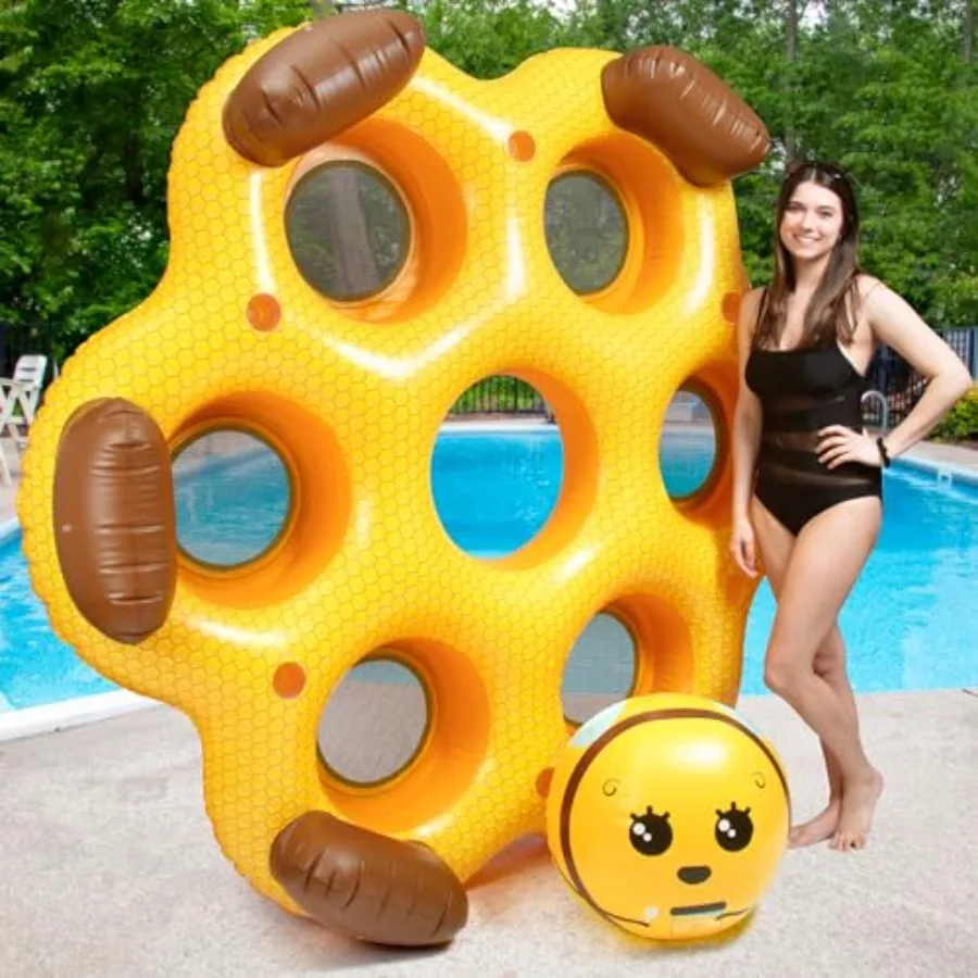 Lake pool float lounger for 6 people, heavy-duty honeycomb PVC, blue, 1000lb capacity, 4x thicker with mesh seating, backrests,