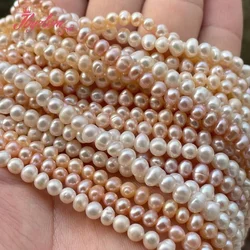 Natural Round Freshwater Pearl Loose DIY Stone Beads 14.5 Inch 3-4mm For Necklace Bracelat Earring Jewelry Making Free shipping