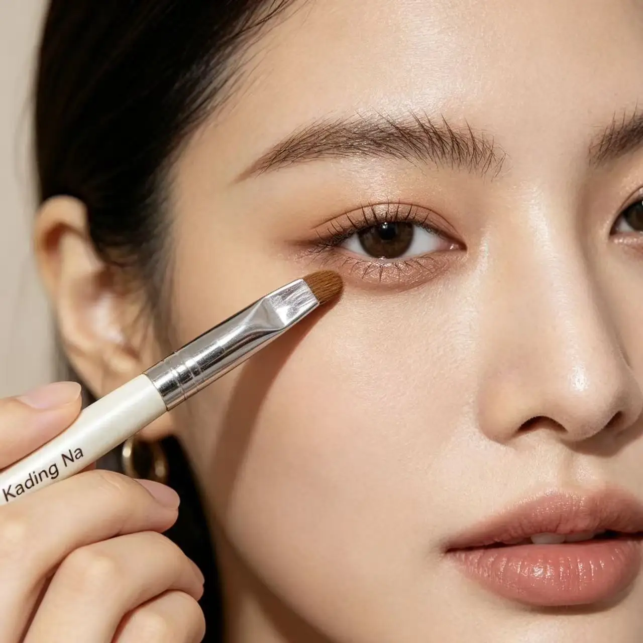 A single, flat-headed precision makeup brush, suitable for beginners for applying makeup and making subtle adjustments.