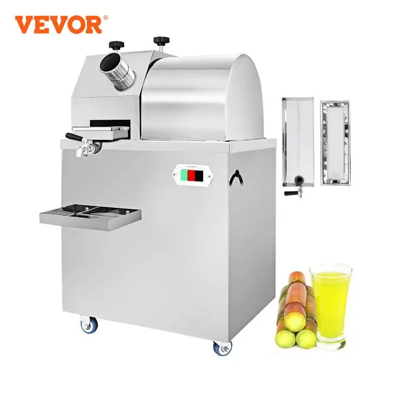 عصارة كهربائية VEVOR أوتوماتيكية لضغط قصب السكر 20 دورة في الدقيقة آلة استخراج الزنجبيل مع ثلاثة بكرات قابلة للفصل