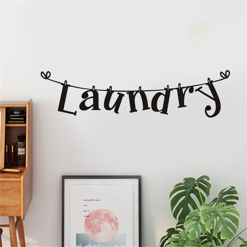 Laundry Clothesline Wall Stickers European and American Proverbs Living Room Decorative Wallpaper Home Decoration Accessories