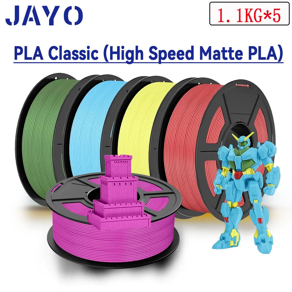 

JAYO 3D PLA Classic (High Speed Matte PLA) Filament 1.75mm 300-600mm/s Print Range High Flow Speedy PLA 3D Printer Filament