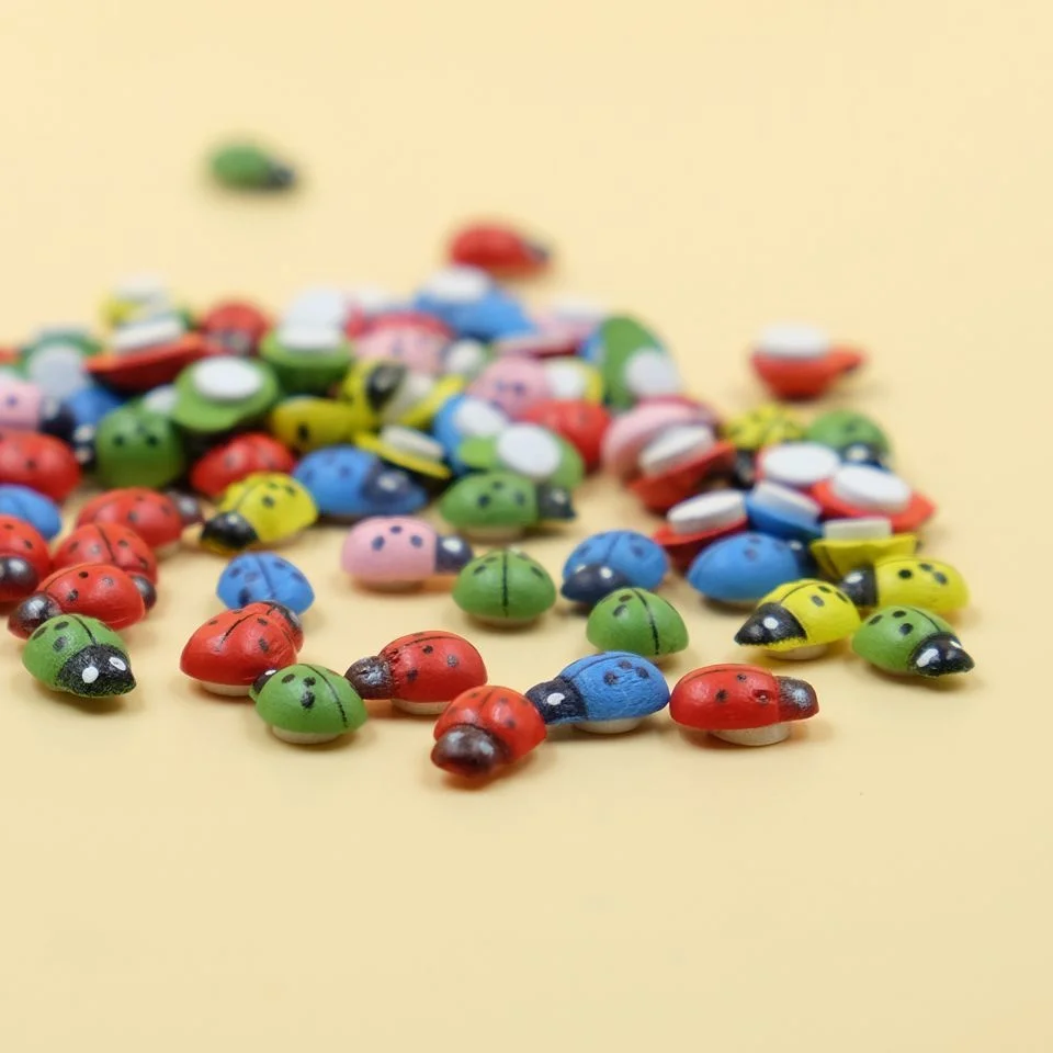 100PCS Wooden Ladybug Bee Sticker Colorful Sponge Self-adhesive Wall/Fridge Stickers for Kids DIY Scrapbooking Toys Crafts - view 3