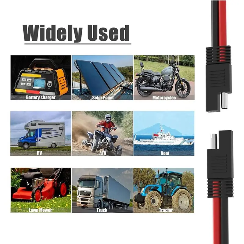 Dependable-Automotive Extension Cable, SAE 14AWG Y Splitter Connector Cable, DC Power 1 To 2 SAE Cable With A Reverse Polarity A