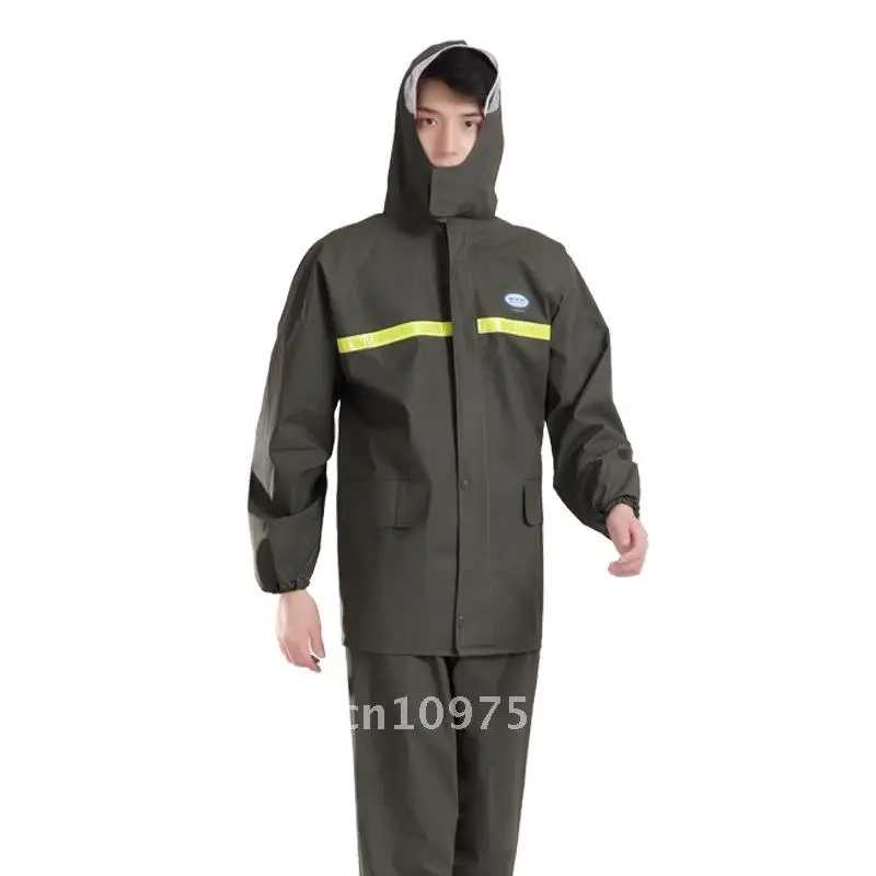 

Adult Thickened Knitted Raincoat with Reflective Detailing Motorcycle Riding & Construction Site Suitable Two-Piece