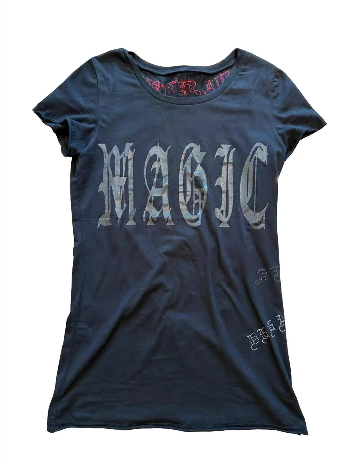 LGB Pioneer Visual Department Retro Font MAGIC Medium Ancient Style Embroidery Text Short Sleeve T-Shirt