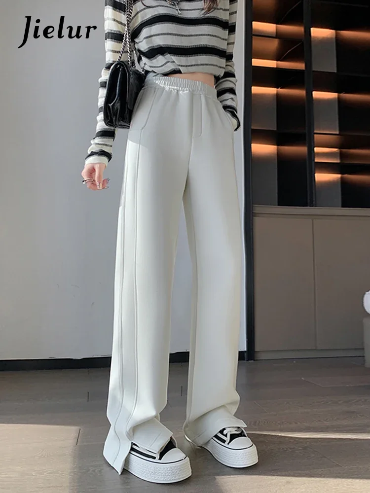 

Jielur Leisure Wide Leg Pants Spring Summer High Waist Drape Floor Mop Pants New Lengthened Straight Leg Pants for Women